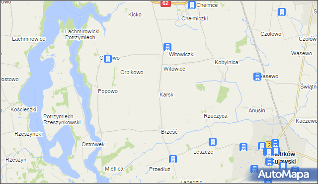 mapa Karsk gmina Kruszwica, Karsk gmina Kruszwica na mapie Targeo