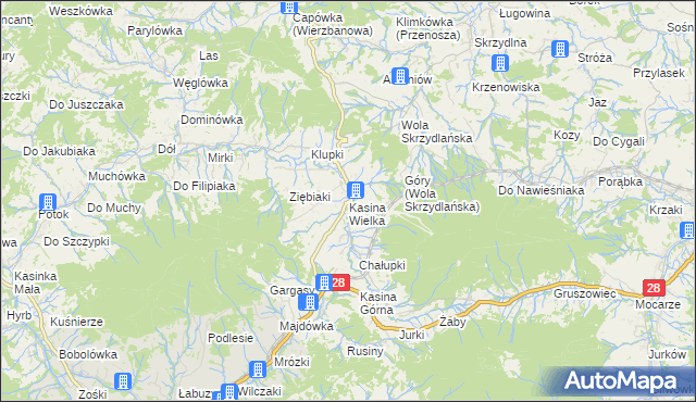mapa Kasina Wielka, Kasina Wielka na mapie Targeo