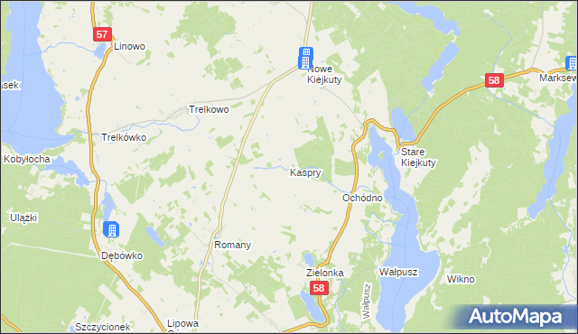 mapa Kaspry, Kaspry na mapie Targeo