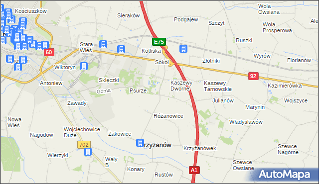 mapa Kaszewy-Spójnia, Kaszewy-Spójnia na mapie Targeo