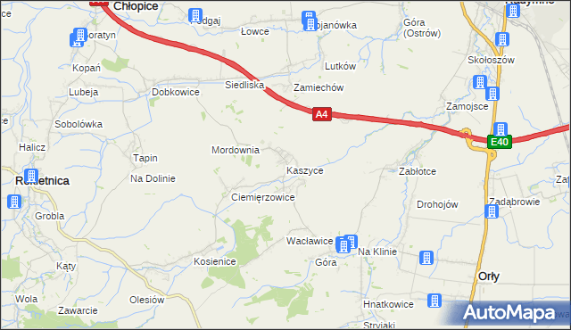 mapa Kaszyce, Kaszyce na mapie Targeo