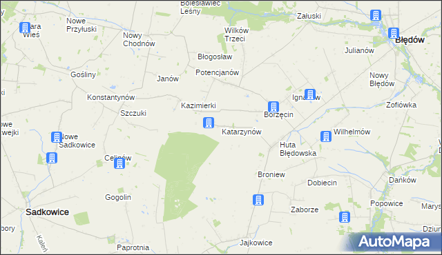 mapa Katarzynów gmina Błędów, Katarzynów gmina Błędów na mapie Targeo