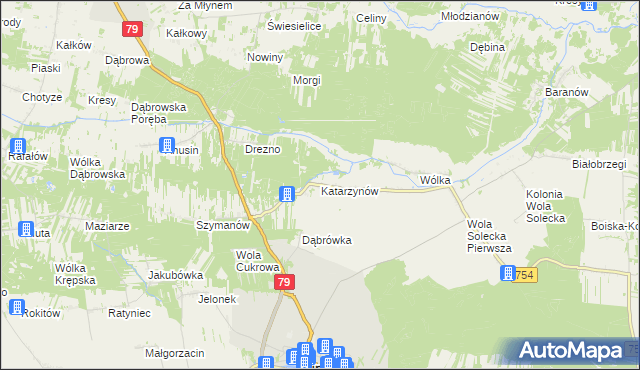 mapa Katarzynów gmina Lipsko, Katarzynów gmina Lipsko na mapie Targeo