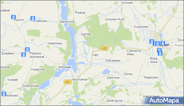 mapa Kąty gmina Osieczna, Kąty gmina Osieczna na mapie Targeo