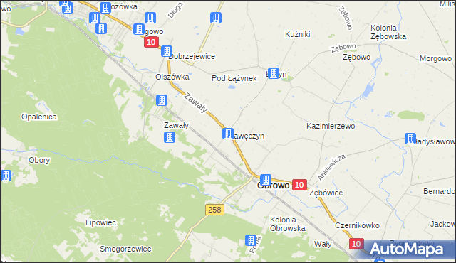 mapa Kawęczyn gmina Obrowo, Kawęczyn gmina Obrowo na mapie Targeo