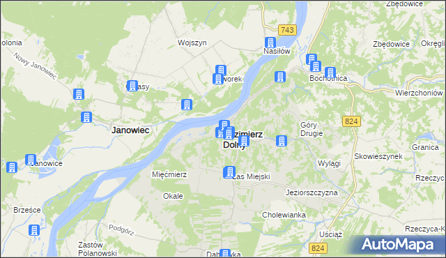 mapa Kazimierz Dolny, Kazimierz Dolny na mapie Targeo