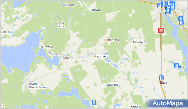 mapa Kazimierz gmina Biały Bór, Kazimierz gmina Biały Bór na mapie Targeo
