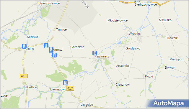 mapa Kazimierz gmina Głogówek, Kazimierz gmina Głogówek na mapie Targeo