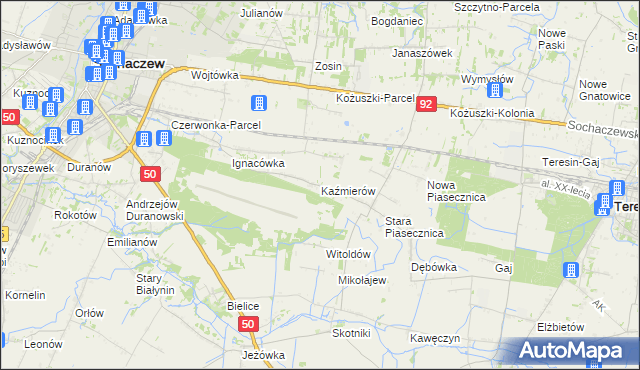 mapa Kaźmierów gmina Sochaczew, Kaźmierów gmina Sochaczew na mapie Targeo
