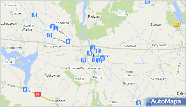 mapa Kaźmierz, Kaźmierz na mapie Targeo