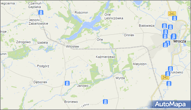 mapa Kaźmierzewo gmina Mrocza, Kaźmierzewo gmina Mrocza na mapie Targeo