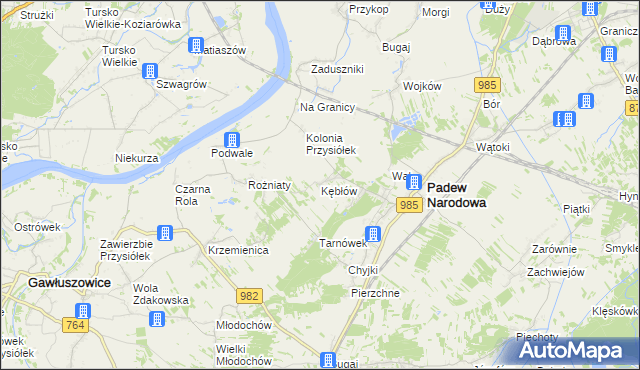 mapa Kębłów gmina Padew Narodowa, Kębłów gmina Padew Narodowa na mapie Targeo