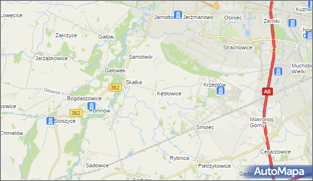 mapa Kębłowice gmina Kąty Wrocławskie, Kębłowice gmina Kąty Wrocławskie na mapie Targeo