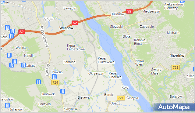 mapa Kępa Okrzewska, Kępa Okrzewska na mapie Targeo