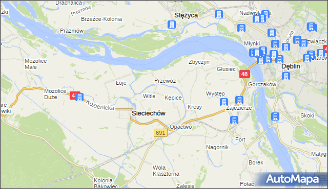 mapa Kępice gmina Sieciechów, Kępice gmina Sieciechów na mapie Targeo