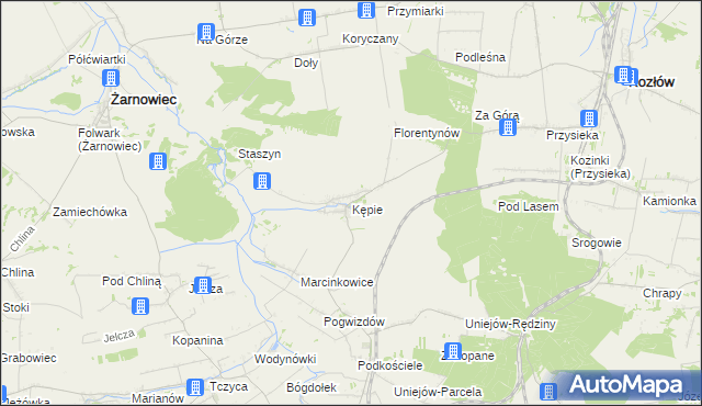 mapa Kępie gmina Kozłów, Kępie gmina Kozłów na mapie Targeo