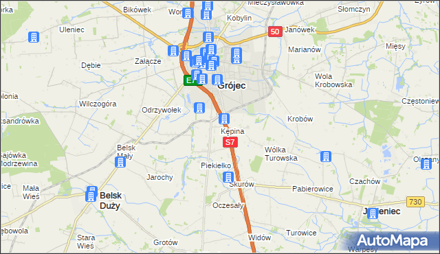mapa Kępina gmina Grójec, Kępina gmina Grójec na mapie Targeo