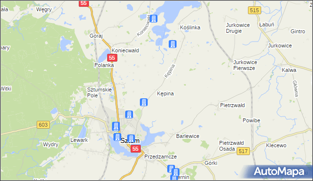 mapa Kępina gmina Sztum, Kępina gmina Sztum na mapie Targeo