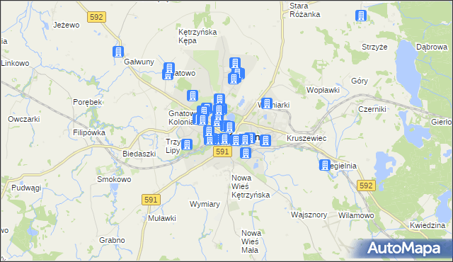 mapa Kętrzyn, Kętrzyn na mapie Targeo