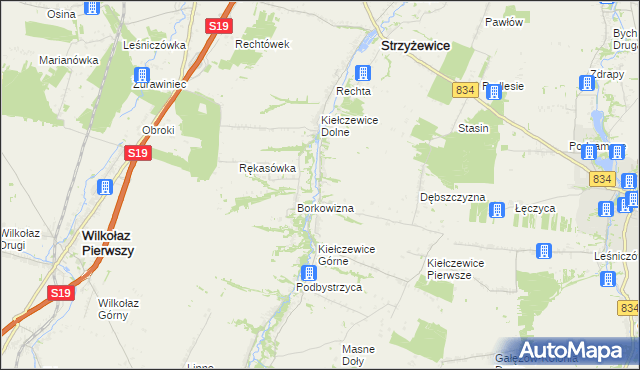 mapa Kiełczewice Maryjskie, Kiełczewice Maryjskie na mapie Targeo