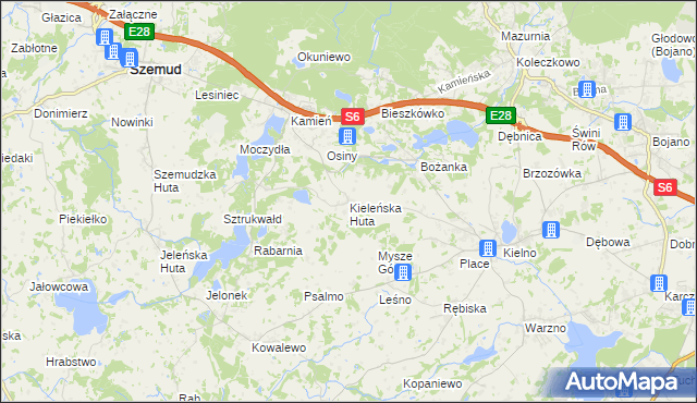mapa Kieleńska Huta, Kieleńska Huta na mapie Targeo