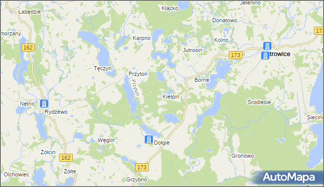mapa Kiełpin gmina Ostrowice, Kiełpin gmina Ostrowice na mapie Targeo