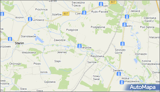 mapa Kierzków gmina Stanin, Kierzków gmina Stanin na mapie Targeo