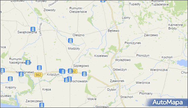 mapa Kisielewo gmina Dobrzyń nad Wisłą, Kisielewo gmina Dobrzyń nad Wisłą na mapie Targeo