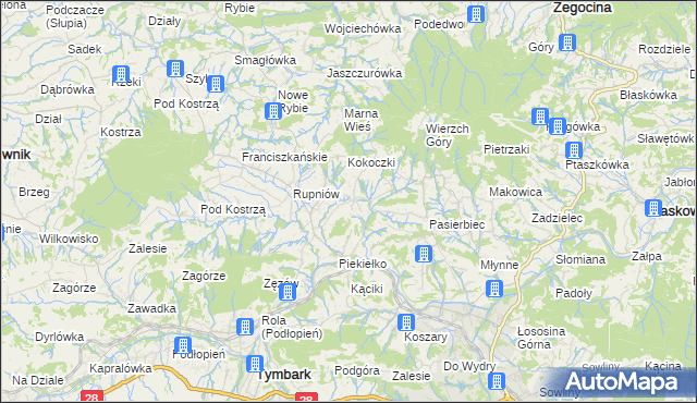 mapa Kisielówka gmina Limanowa, Kisielówka gmina Limanowa na mapie Targeo