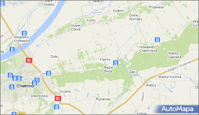 mapa Klamry, Klamry na mapie Targeo