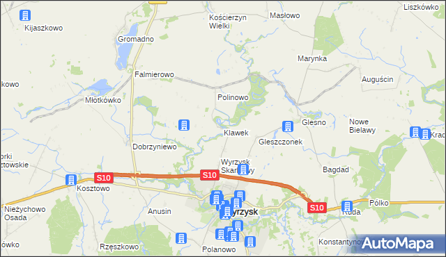 mapa Klawek, Klawek na mapie Targeo