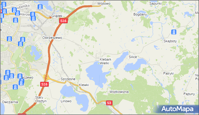 mapa Klebark Wielki, Klebark Wielki na mapie Targeo