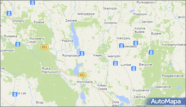 mapa Klejwy, Klejwy na mapie Targeo