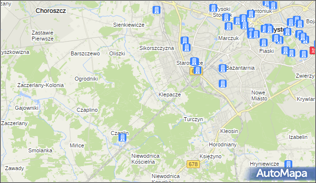 mapa Klepacze gmina Choroszcz, Klepacze gmina Choroszcz na mapie Targeo