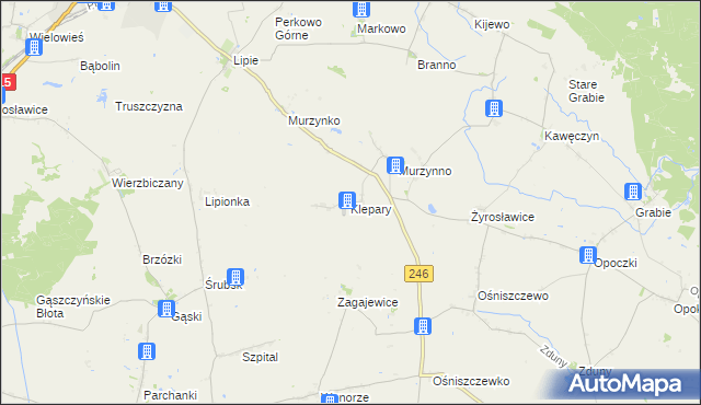 mapa Klepary gmina Gniewkowo, Klepary gmina Gniewkowo na mapie Targeo