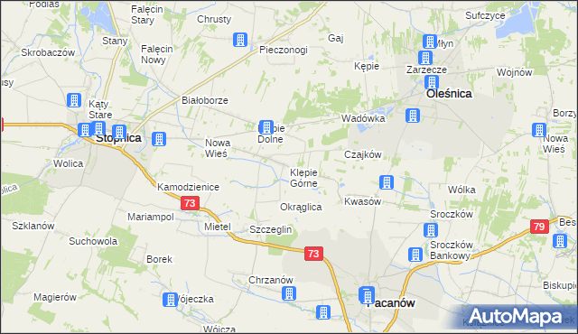 mapa Klępie Górne, Klępie Górne na mapie Targeo