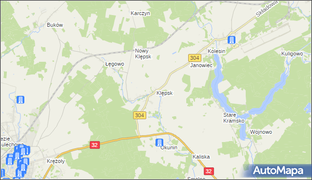 mapa Klępsk, Klępsk na mapie Targeo