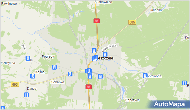 mapa Kleszczele, Kleszczele na mapie Targeo