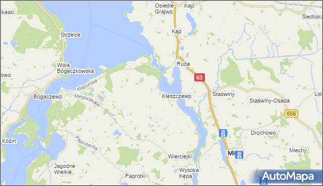 mapa Kleszczewo gmina Miłki, Kleszczewo gmina Miłki na mapie Targeo