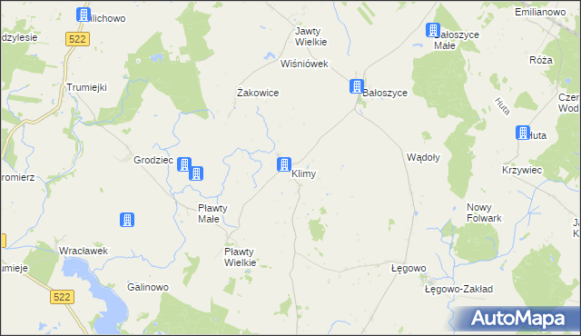 mapa Klimy gmina Kisielice, Klimy gmina Kisielice na mapie Targeo