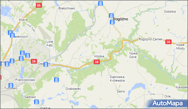 mapa Kłódka gmina Rogóźno, Kłódka gmina Rogóźno na mapie Targeo