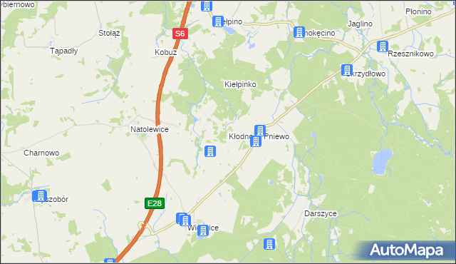 mapa Kłodno gmina Płoty, Kłodno gmina Płoty na mapie Targeo