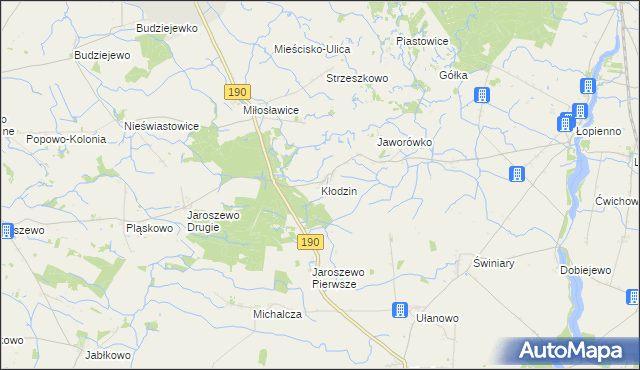 mapa Kłodzin gmina Mieścisko, Kłodzin gmina Mieścisko na mapie Targeo