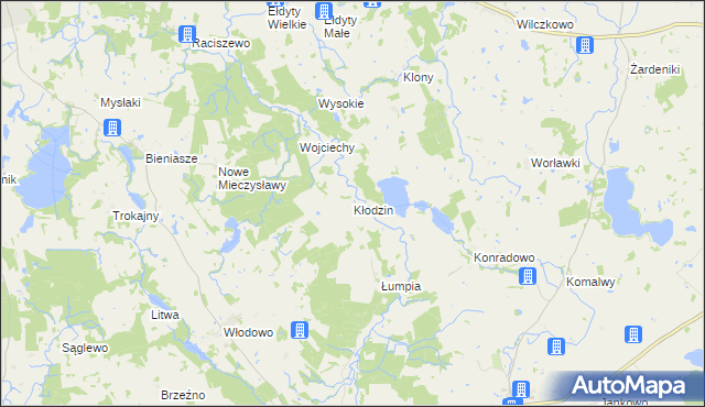 mapa Kłodzin gmina Miłakowo, Kłodzin gmina Miłakowo na mapie Targeo