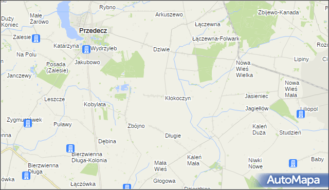 mapa Kłokoczyn gmina Przedecz, Kłokoczyn gmina Przedecz na mapie Targeo