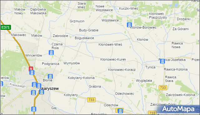 mapa Kłonowiec-Kurek, Kłonowiec-Kurek na mapie Targeo