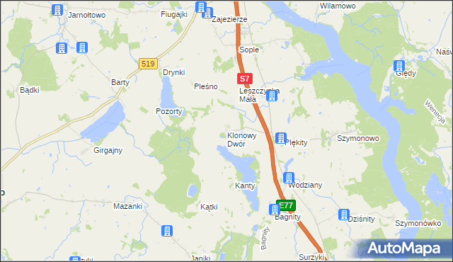 mapa Klonowy Dwór, Klonowy Dwór na mapie Targeo