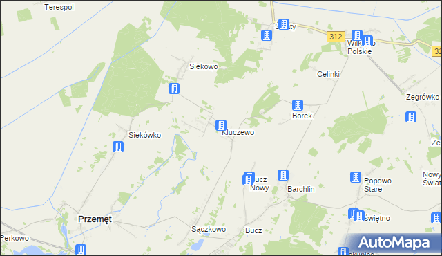 mapa Kluczewo gmina Przemęt, Kluczewo gmina Przemęt na mapie Targeo