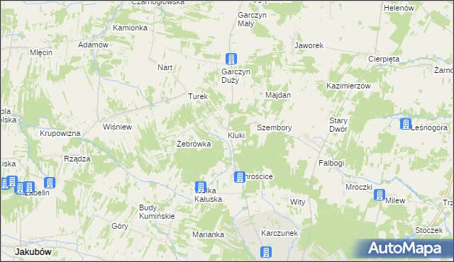 mapa Kluki gmina Kałuszyn, Kluki gmina Kałuszyn na mapie Targeo