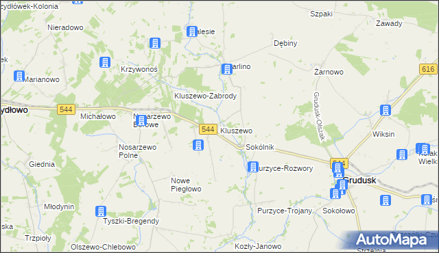 mapa Kluszewo, Kluszewo na mapie Targeo